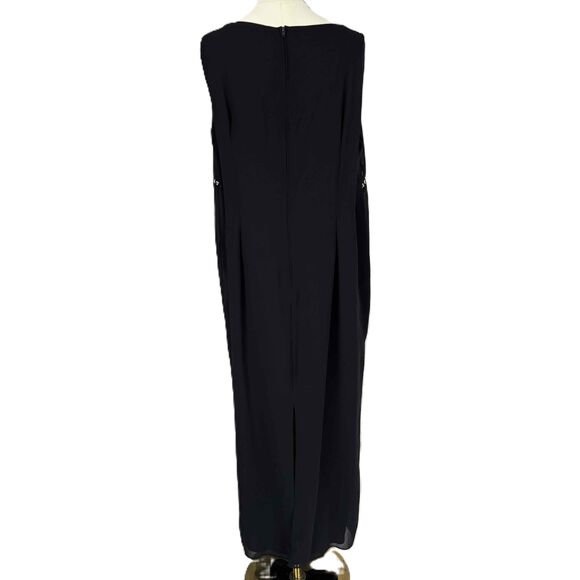 After Dark Black Rhinestone Square Neck Maxi Formal Dress Minimalist Simple Plus - Picture 11 of 15